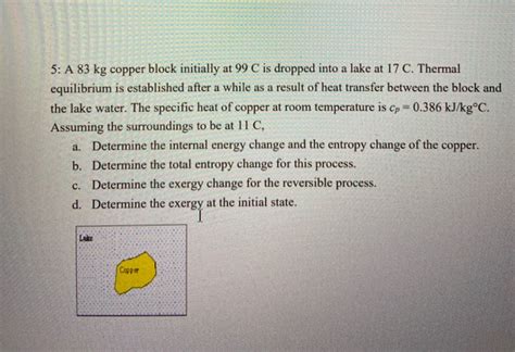 Solved A Kg Copper Block Initially At C Is Dropped Chegg