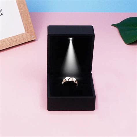 LED Ring Box Black Matte Ring Box With Light for Engagement - Etsy