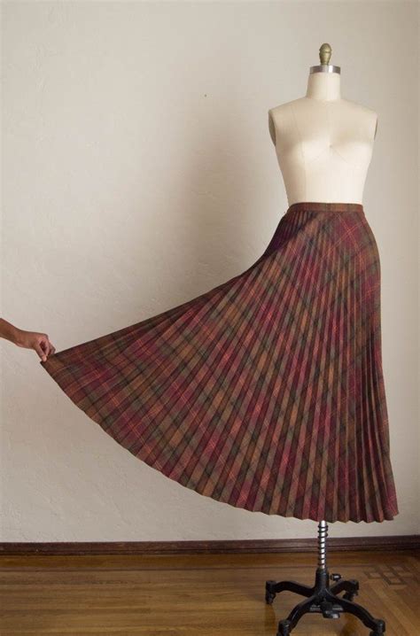 Vintage Long Accordion Pleated Skirt Maxi Pleated Skirt Wool Etsy