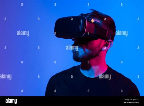 Future Innovation Technology Concept Portrait Of Young Man Wearing Vr