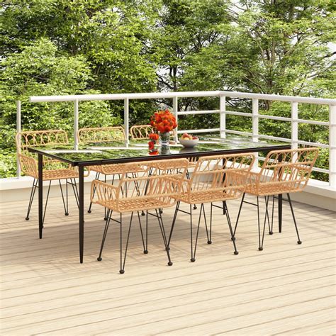 Ensemble à dîner de jardin 7 pcs Résine tressée vidaXL Leroy Merlin