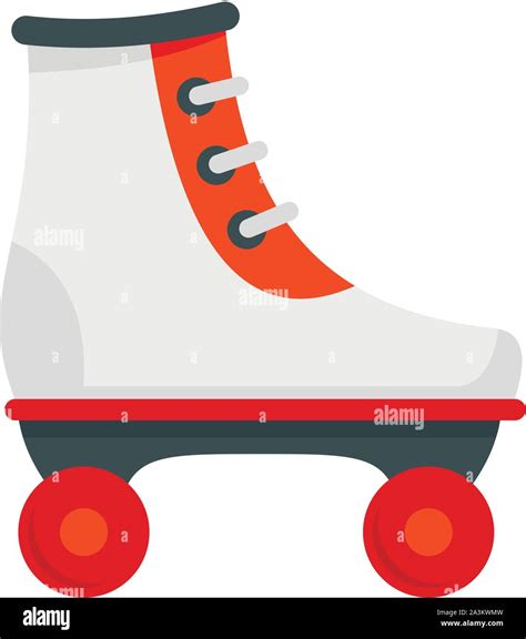 White Red Roller Skates Icon Flat Illustration Of White Red Roller Skates Vector Icon For Web