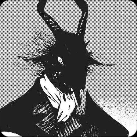 A Black And White Drawing Of A Demon With Horns On His Head Wearing A Coat