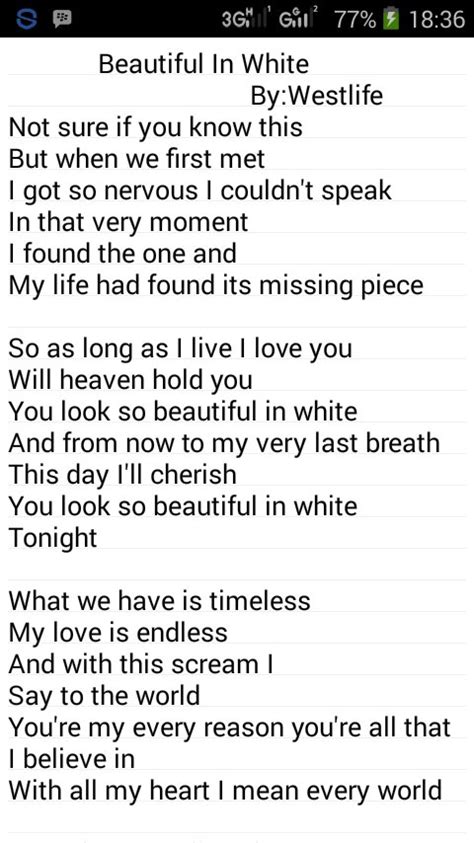 Beautiful In White Lyrics Westlife - Photos Idea