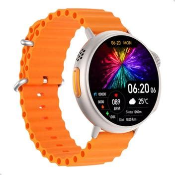 Rel Gio Inteligente Smartwatch Hw Laranja Ultra Max Redondo Relogio