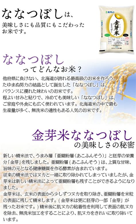 精米北海道産 金芽米無洗米 ホクレン ななつぼし 5kg 令和3年産 【未使用品】