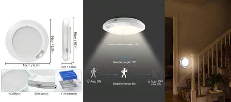 Luzes De Teto A Pilhas Do Sensor De Movimento De Pir Para Escadas Do