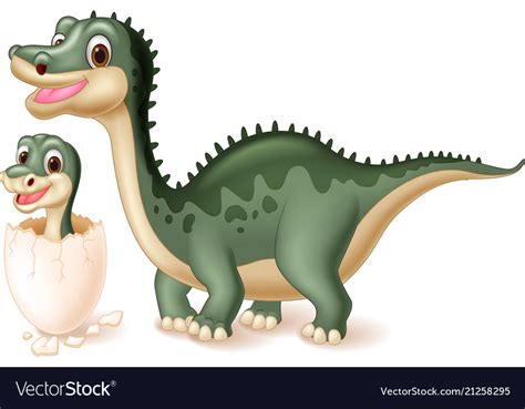 Mother Dinosaur With Baby Hatching Royalty Free Vector Image