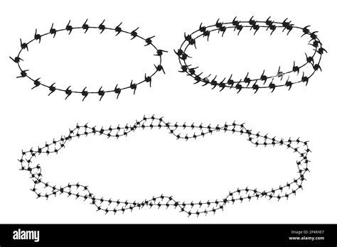 Vector Frame Silhouette Barbed Wire Oval Shape Stock Vector Image