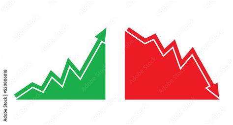 Graph Going Up And Down Sign With Green And Red Arrows Vector Flat Design Vector Illustration