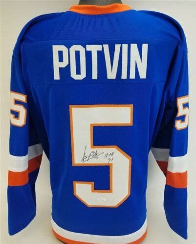 Denis Potvin Signed New York Islanders Home Jersey Inscribed Hof 91