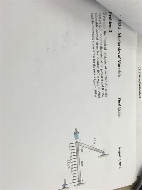 Solved Determine The Required Thickness Of Member BC To The Chegg