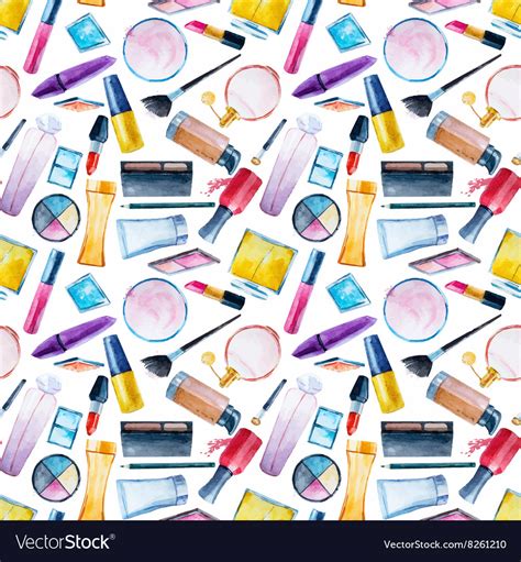 Watercolor Cosmetics Pattern Royalty Free Vector Image