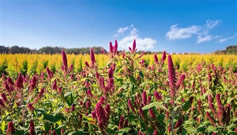 Premium Photo Amaranth Flower Field In Natural Background