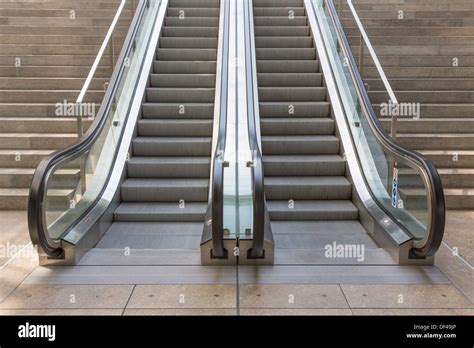 Stone Stairs With Elevator In Modern Building Stock Photo Alamy