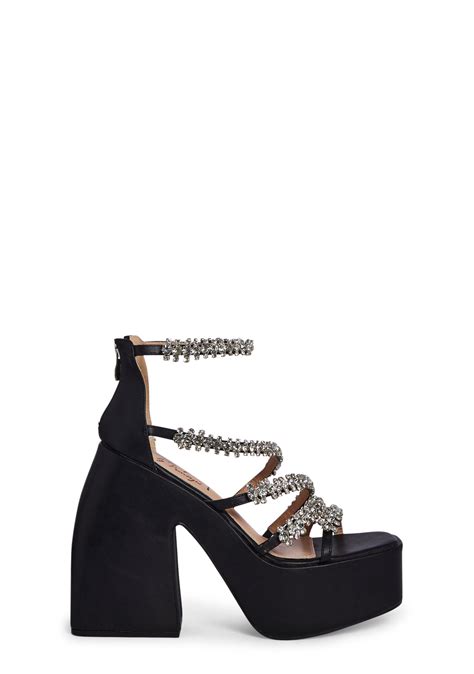 Lemon Drop By Privileged Rhinestone Platform Heels Black Dolls Kill