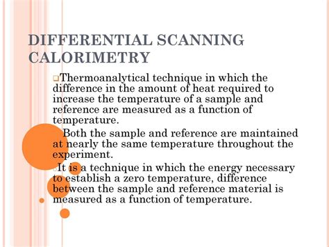 Differential Scanning Calorimetry Principle Oliver Wright