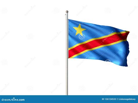 Congo The Democratic Republic National Flag Waving Isolated White