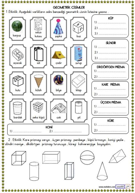 S N F Matematik Geometrik Cisimler Etkinli I Meb Ders
