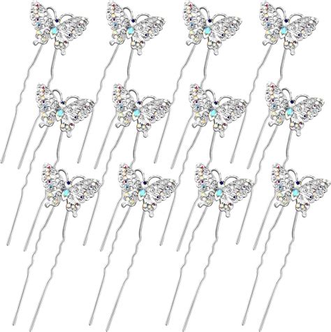 Bartosi Butterfly Hair Clips Gold Rhinestone Hair Barrettes Bridal Crystal Hair