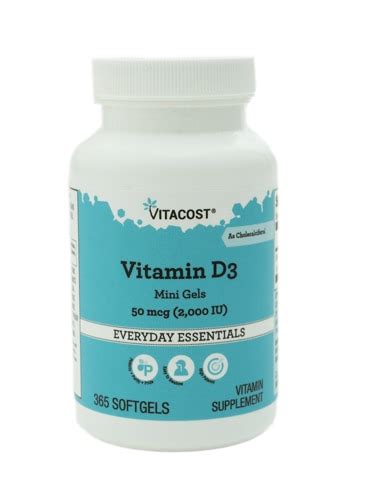 Vitacost Vitamin D3 (as Cholecalciferol) -- 50 mcg (2000 IU) - 365 ...