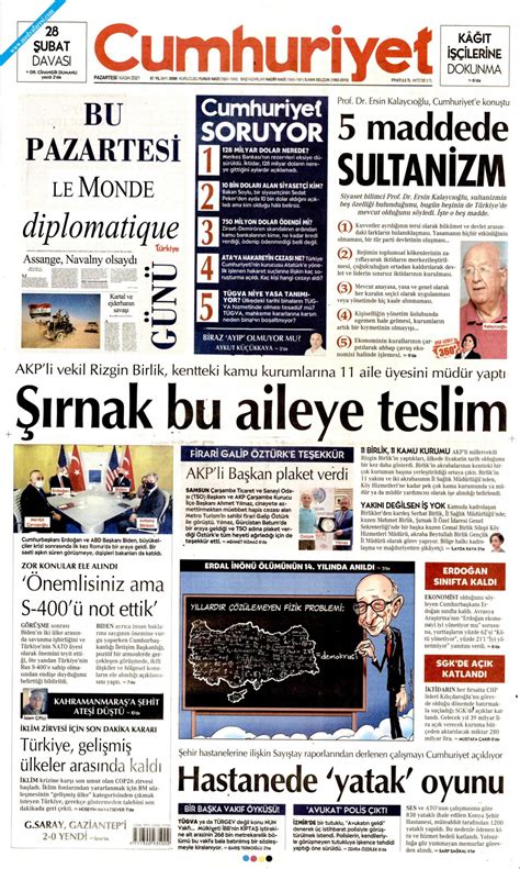 Cumhuriyet Gazetesi Kas M Pazartesi