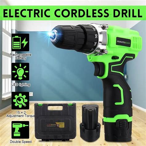 12v 35nm Led Cordless Electric Impact Drills 2 Speed Power Driver 1 2