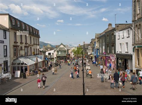 Town Centre With Tourists Keswick Lake District National Park