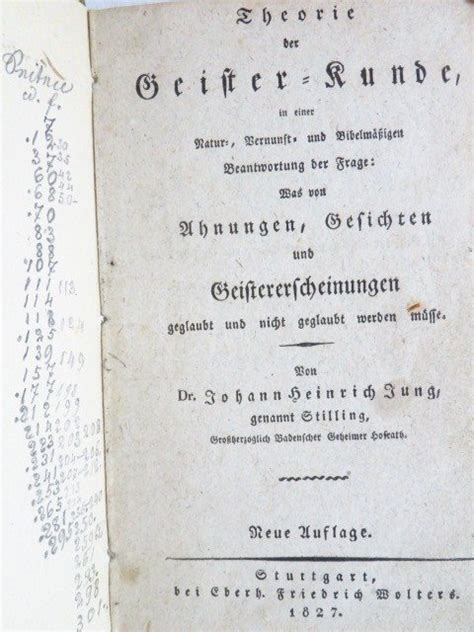 Johann Heinrich Jung Stilling Theorie Der Geister Kunde Catawiki