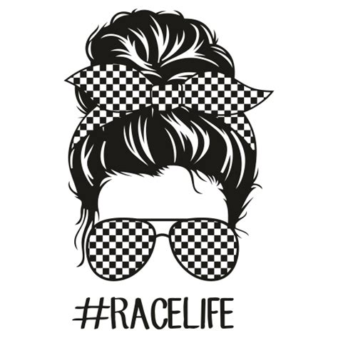 Race Life Black Svg Racing Life Vector File Race Messy Bun Mom Svg