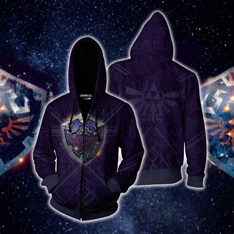 The Legend of Zelda Hoodie - Breath of the Wild Hylian Shield Zip Up ...