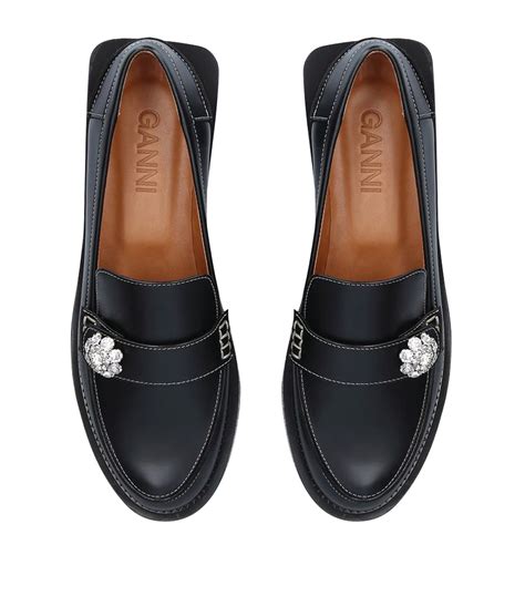 Leather Jewel Embellished Loafers