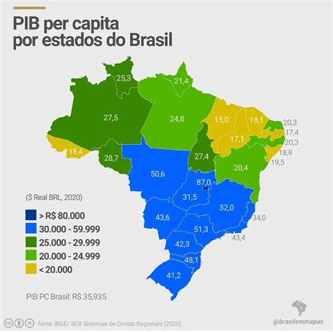 Pib Per Capita Por Estados Do Brasil R Brasilemmapas