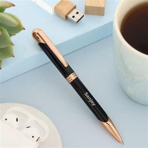 Buy Send Personalized Black And Rose Gold Ball Pen Online IGP