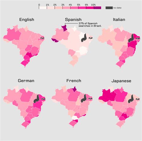 Most searched languages by Brazilian states : r/MapPorn