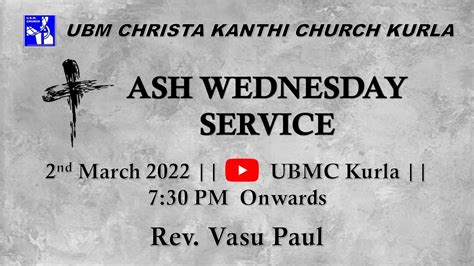 U B M Christa Kanthi Church Kurla Nd March Ash Wednesday