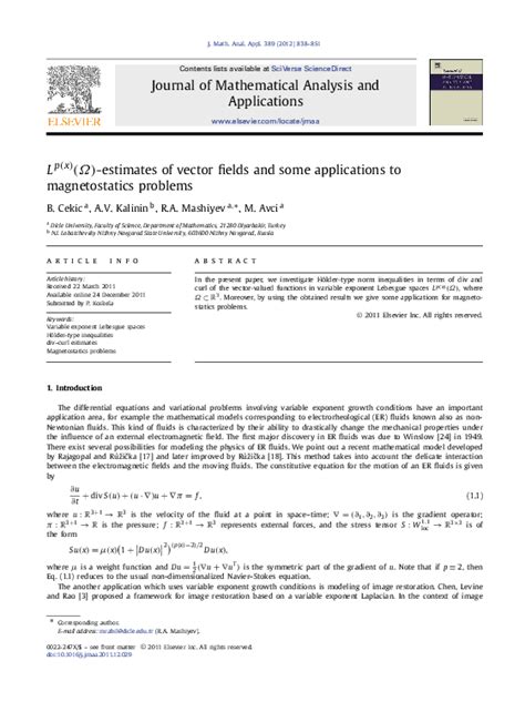 (PDF) L^p(x)-estimates of vector fields and some applications to ...