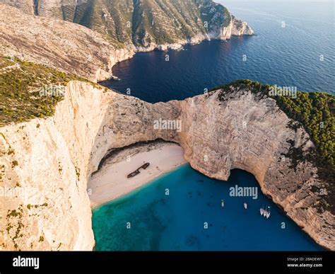 aerial view  navagio beach  zakynthos greece stock photo alamy