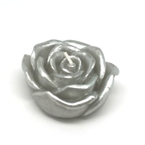 3 Inch Metallic Silver Rose Floating Candles 12pc Box Jeco Wholesale Cfz 102