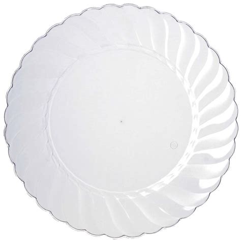 10 Pack 10 Clear Flared Round Disposable Plastic Dinner Plates In