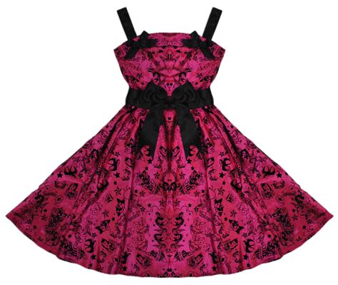 Hell Bunny Tattoo Flocked Emo Vintage Womens Pink Party Prom Dress X