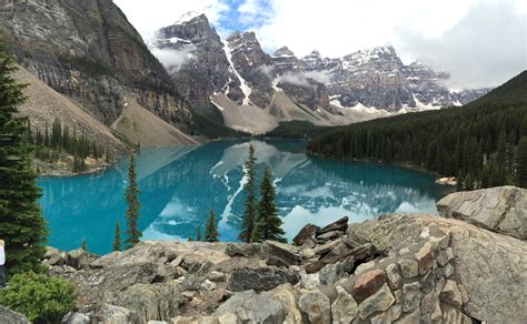 Beautiful Reflective Lake Scenic Landscape In Banff National Park