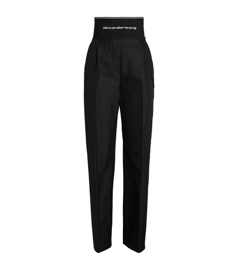 Alexander Wang Black Logo Waistband Straight Leg Trousers Harrods UK