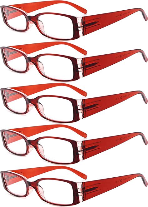 Eyekepper 5 Pairs Reading Glasses For Women Reading 300 Red Frame Reading