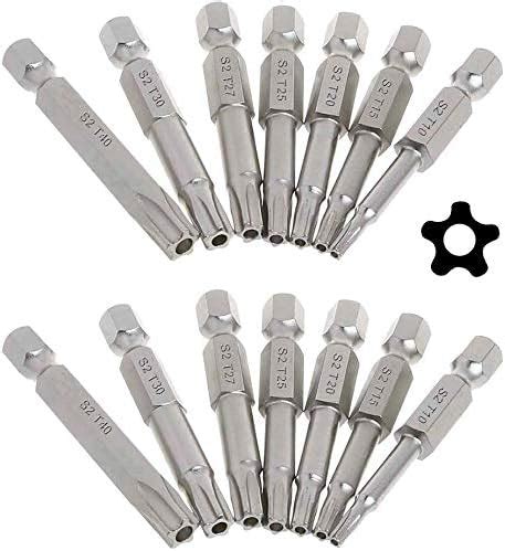 Wolfride 2 Set Of 7Pcs 5 Point Torx Security Bits Magnetic 5 Point Star