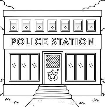 Police Station Coloring Page for Kids - Free Printable Drawing