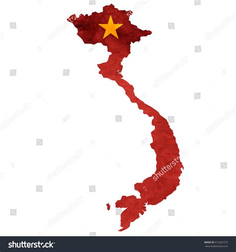 Vietnam Map National Flag Icon Stock Vector 615201275 - Shutterstock