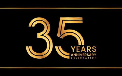 Premium Vector 35th Anniversary Logo Design With Golden Color Line Art Style Logo Vector