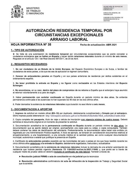 Requisitos Para Solicitar Residencia Por Arraigo Laboral Todo Lo Que