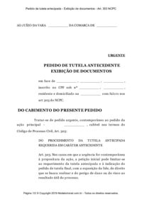 Modelo Pedido De Tutela Antecipada Exibi O De Documentos Art Ncpc